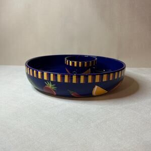 Chip and Dip Set – Blue Fruit Pattern Serving Bowl (2-Piece)